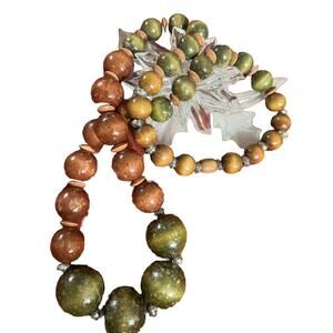 -NECKLACE large wood bead necklace vintage 38"